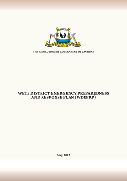 Wete District Emergency Preparedness and Response Plan (Wdeprp)
