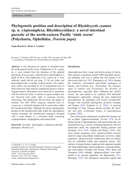 Phylogenetic Position and Description of Rhytidocystis Cyamus Sp. N