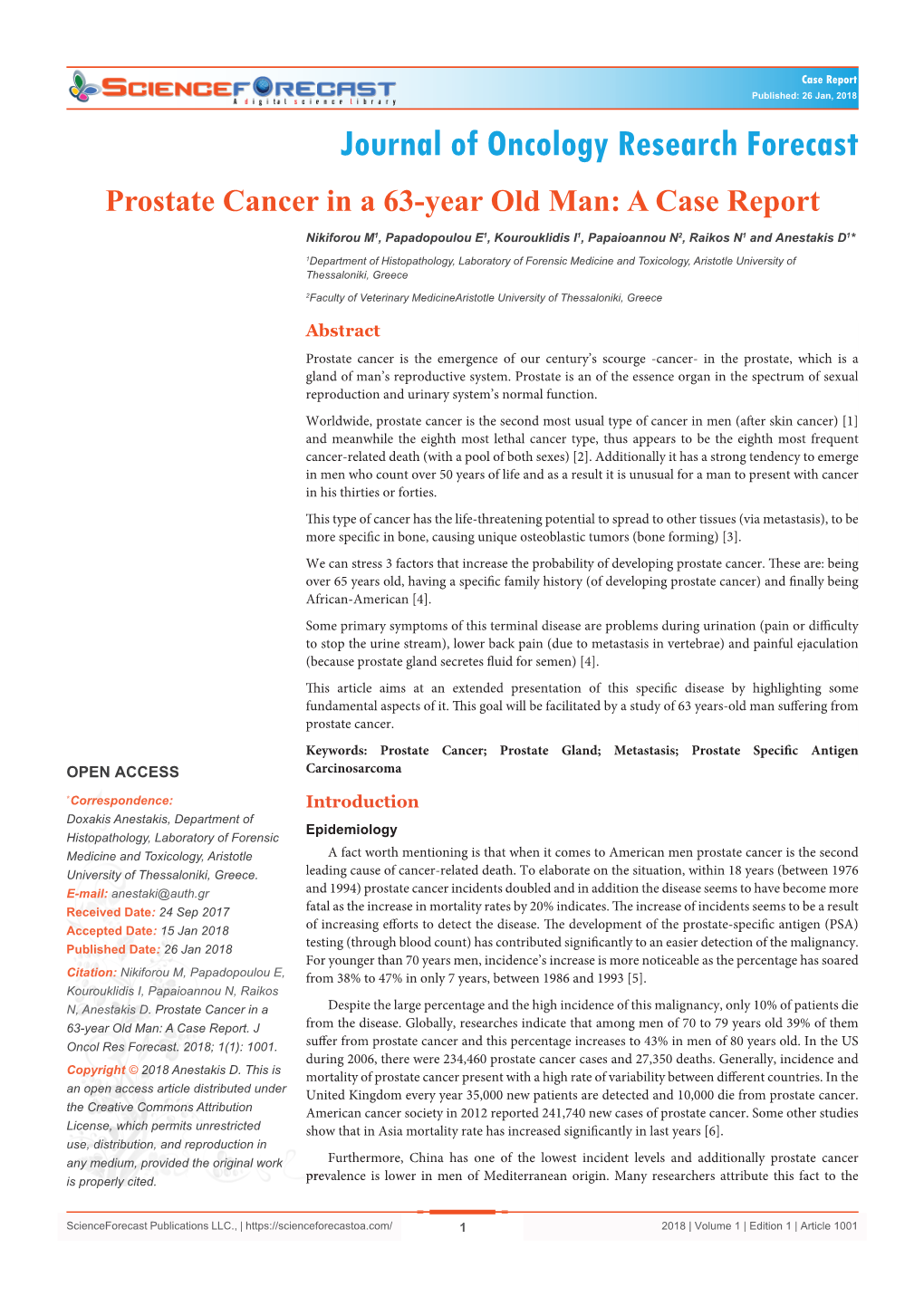 Prostate Cancer in a 63-Year Old Man: a Case Report