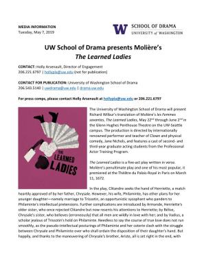 UW School of Drama Presents Molière's the Learned Ladies