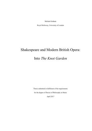 Shakespeare and Modern British Opera: Into the Knot Garden