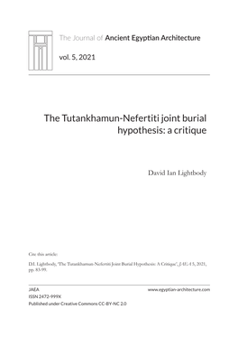 The Tutankhamun-Nefertiti Joint Burial Hypothesis: a Critique