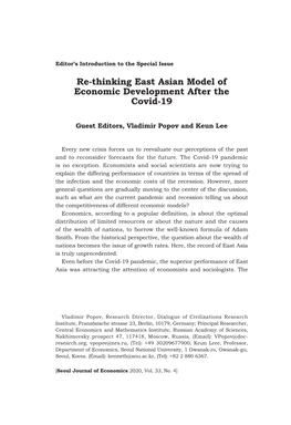 Re-Thinking East Asian Model of Economic Development After the Covid-19