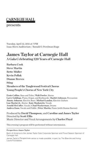 James Taylor at Carnegie Hall