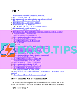 1. How to Check the PHP Modules Installed? 2