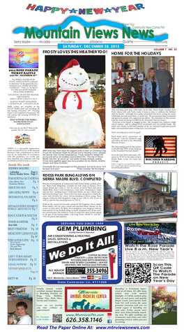 Read the Paper Online At: 2 Mountain View News Saturday, December 28, 2013 CALENDAR