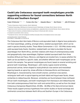 Could Late Cretaceous Sauropod Tooth Morphotypes Provide Supporting Evidence for Faunal Connections Between North Africa and Southern Europe?