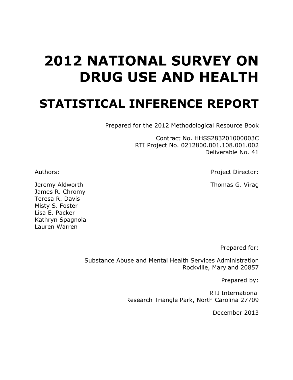 NSDUH MRB 2012 Statistical Inference Report