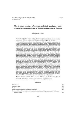 The Trophic Ecology of Wolves and Their Predatory Role in Ungulate Communities of Forest Ecosystems in Europe