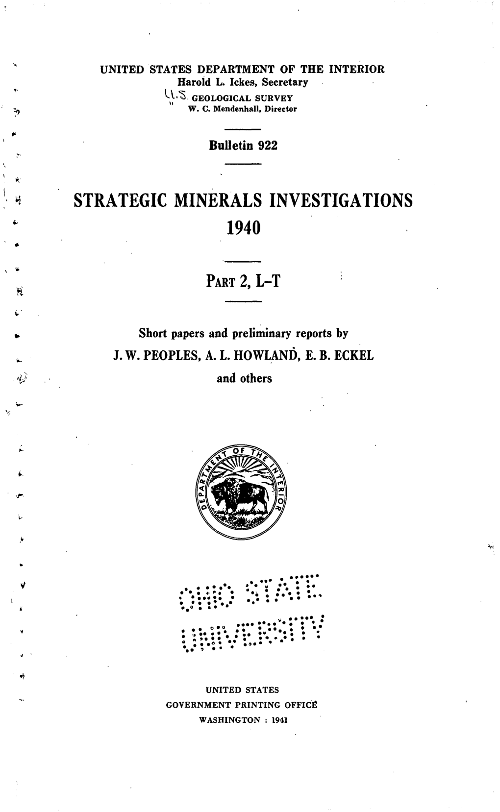 Strategic Minerals Investigations 1940