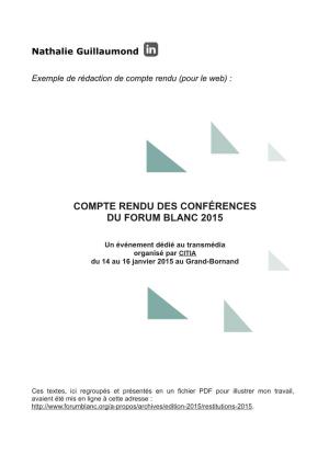 Compte Rendu Des Conférences Du Forum Blanc 2015
