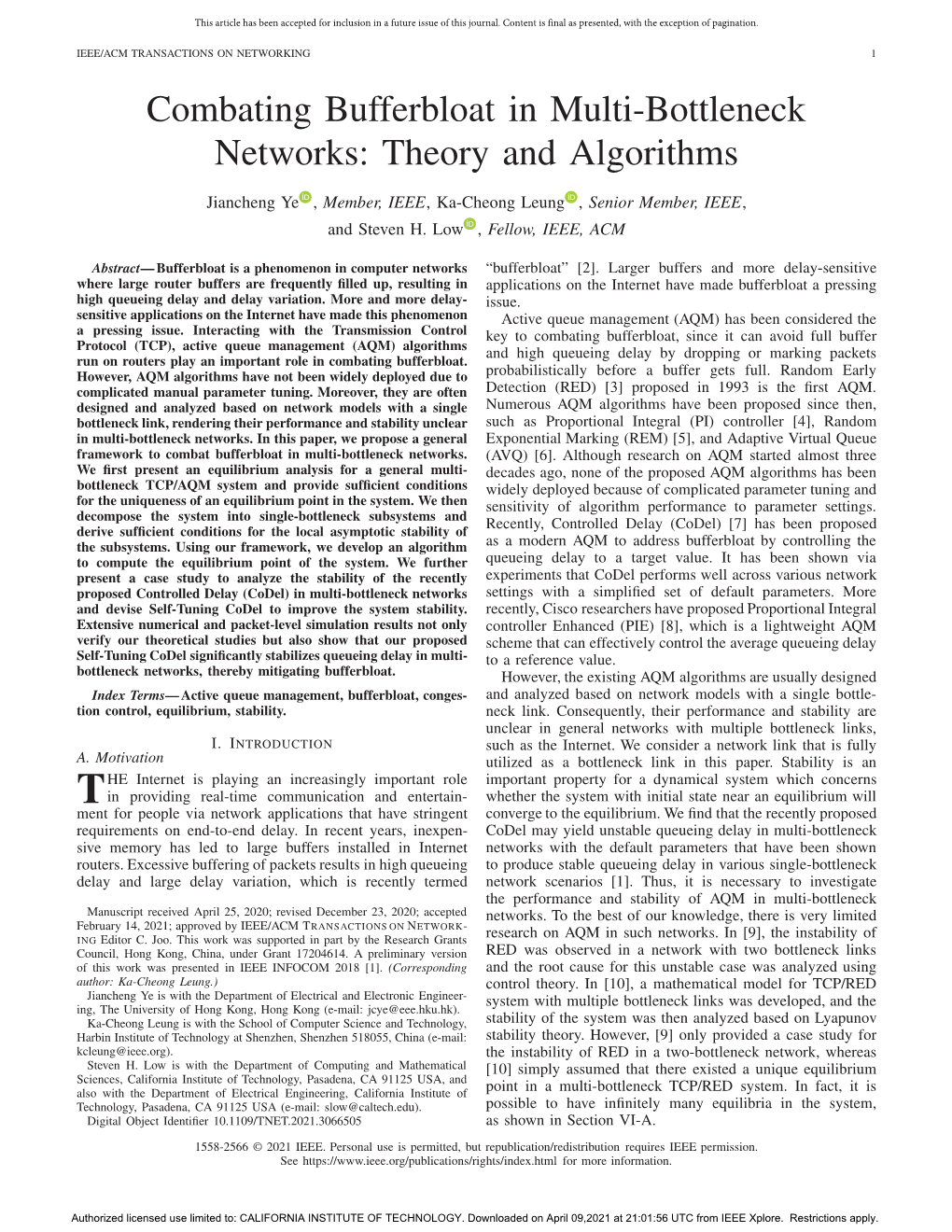 Combating Bufferbloat in Multi-Bottleneck Networks: Theory and Algorithms