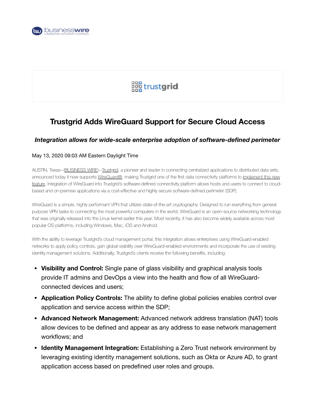 Trustgrid Adds Wireguard Support for Secure Cloud Access