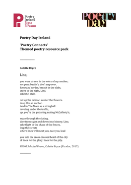 Poetry Day Ireland 'Poetry Connects' Themed Poetry Resource Pack Line