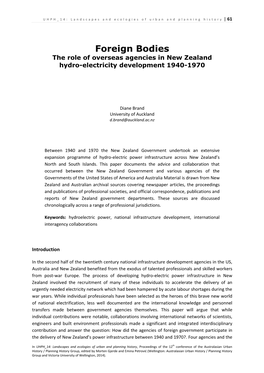 Foreign Bodies the Role of Overseas Agencies in New Zealand Hydro-Electricity Development 1940-1970