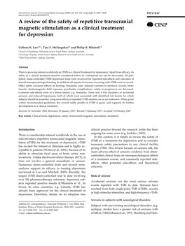 A Review of the Safety of Repetitive Transcranial Magnetic Stimulation As