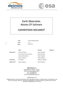 Eocfi: Mission Conventions Document