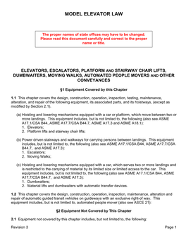 Model Elevator Law Revision 3.Doc