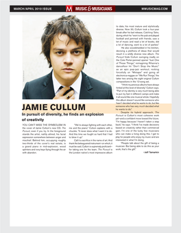 Jamie Cullum’S New CD, the Me and the Piano,” Cullum Explains with a Based on Creativity Rather Than Commercial Pursuit, Even If You Try