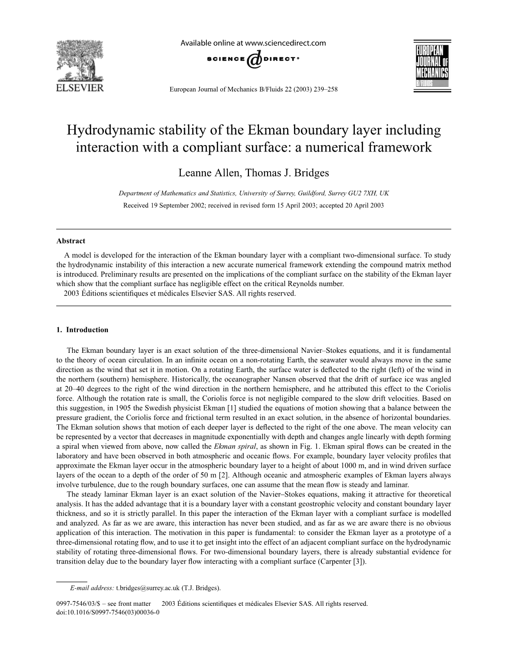 Hydrodynamic Stability of the Ekman Boundary Layer Including Interaction with a Compliant Surface: a Numerical Framework