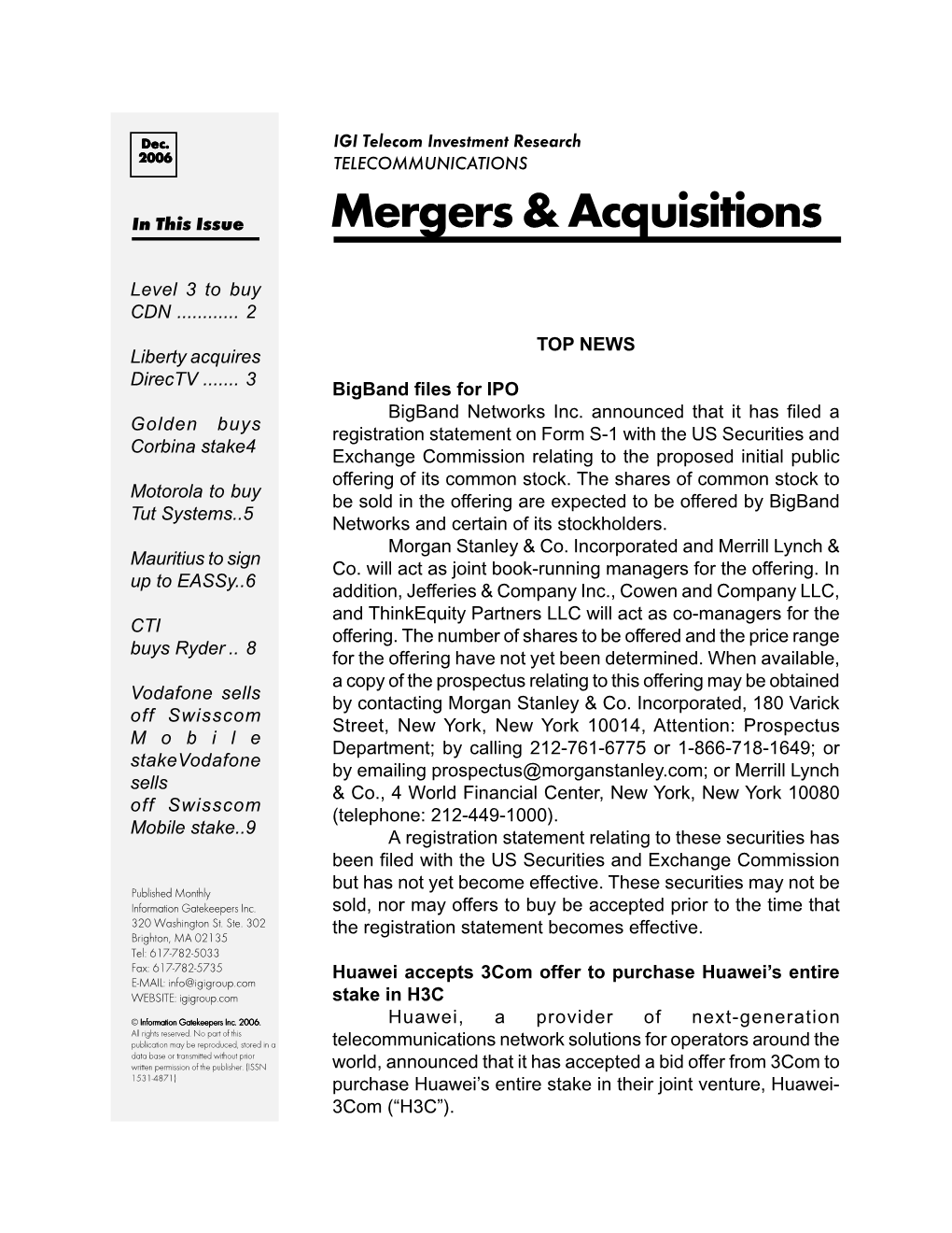 Mergers & Acquisitions