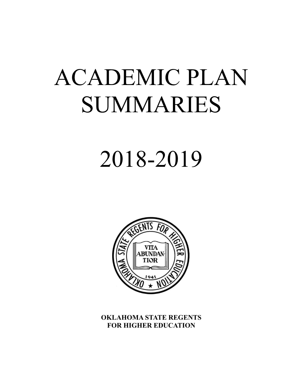 Academic Plan Summaries 2018-2019