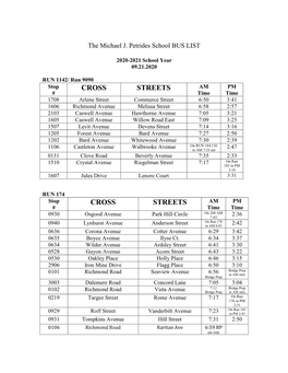 Tentative Revised Bus List