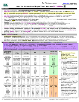 Non-Live Recombinant Herpes Zoster Vaccine (SHINGRIX)