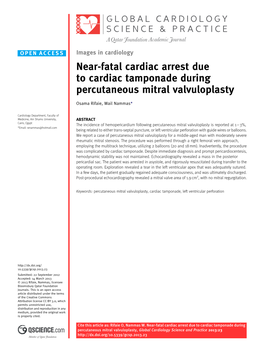 Near-Fatal Cardiac Arrest Due to Cardiac Tamponade During Percutaneous Mitral Valvuloplasty