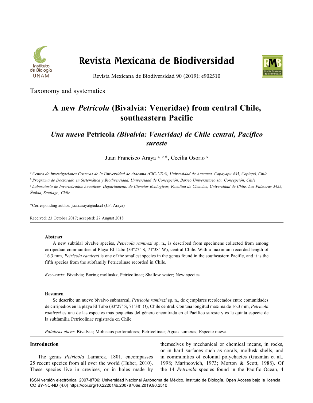 Revista Mexicana De Biodiversidad