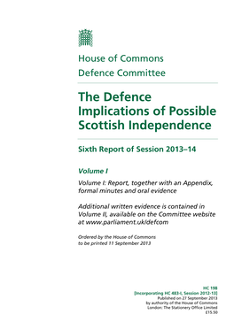 The Defence Implications of Possible Scottish Independence