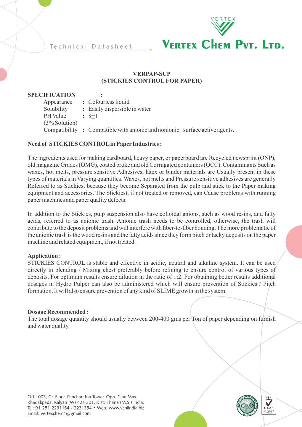 Verpap-Scp (Stickies Control for Paper) Specification