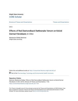 Effects of Red Diamondback Rattlesnake Venom on Keloid Dermal Fibroblasts in Vitro