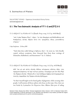 5.1. the Two Daimachi: Analysis of TT 1-2 and [TT] 3-5