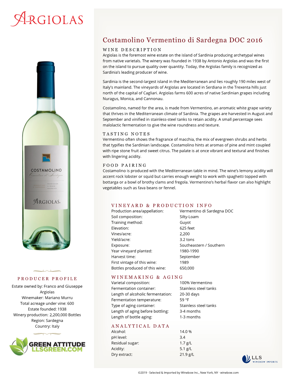 Costamolino Vermentino Di Sardegna DOC- Winebow