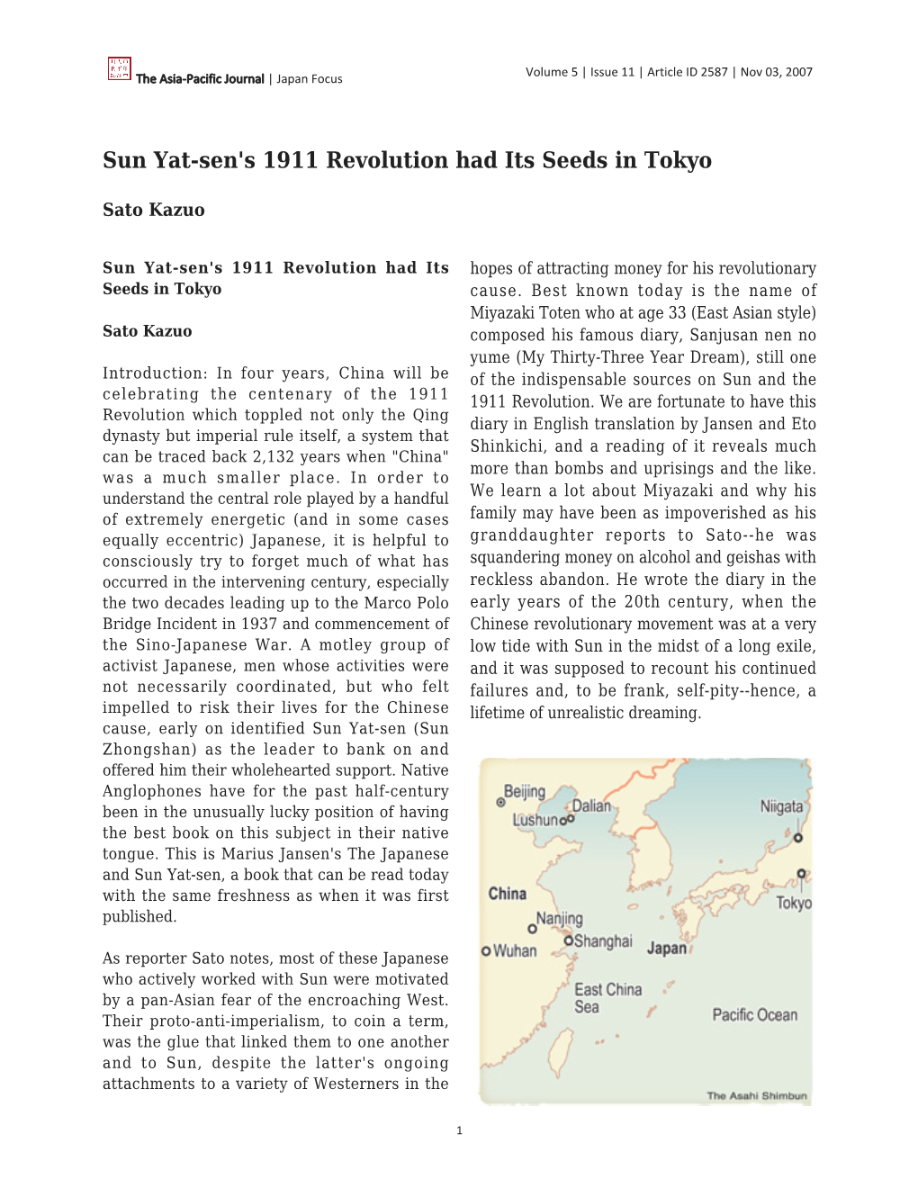 Sun Yat-Sen's 1911 Revolution Had Its Seeds in Tokyo