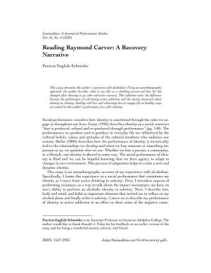 Reading Raymond Carver: a Recovery Narrative