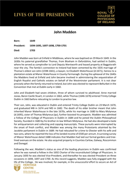 LIVES of the PRESIDENTS John Madden