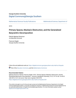 Primary Spaces, Mackey's Obstruction, and the Generalized Barycentric Decomposition