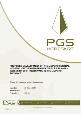 Proposed Development of the Limpopo Central Hospital on the Remaining Extent of Erf 6861 – Extension 30 in Polokwane in the Limpopo Province