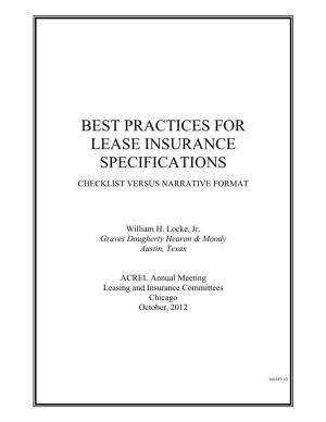 Best Practices for Lease Insurance Specifications