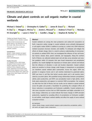 Climate and Plant Controls on Soil Organic Matter in Coastal Wetlands