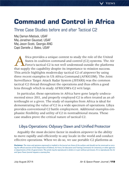 Command and Control in Africa: Three Case Studies Before and After