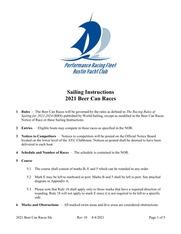 Sailing Instructions 2021 Beer Can Races