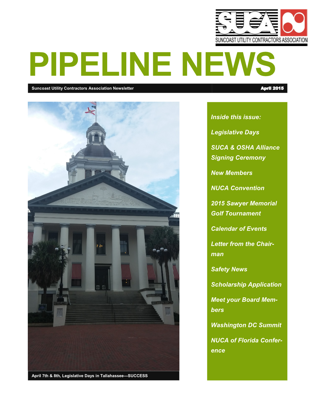 PIPELINE NEWS Suncoast Utility Contractors Association Newsletter April 2015