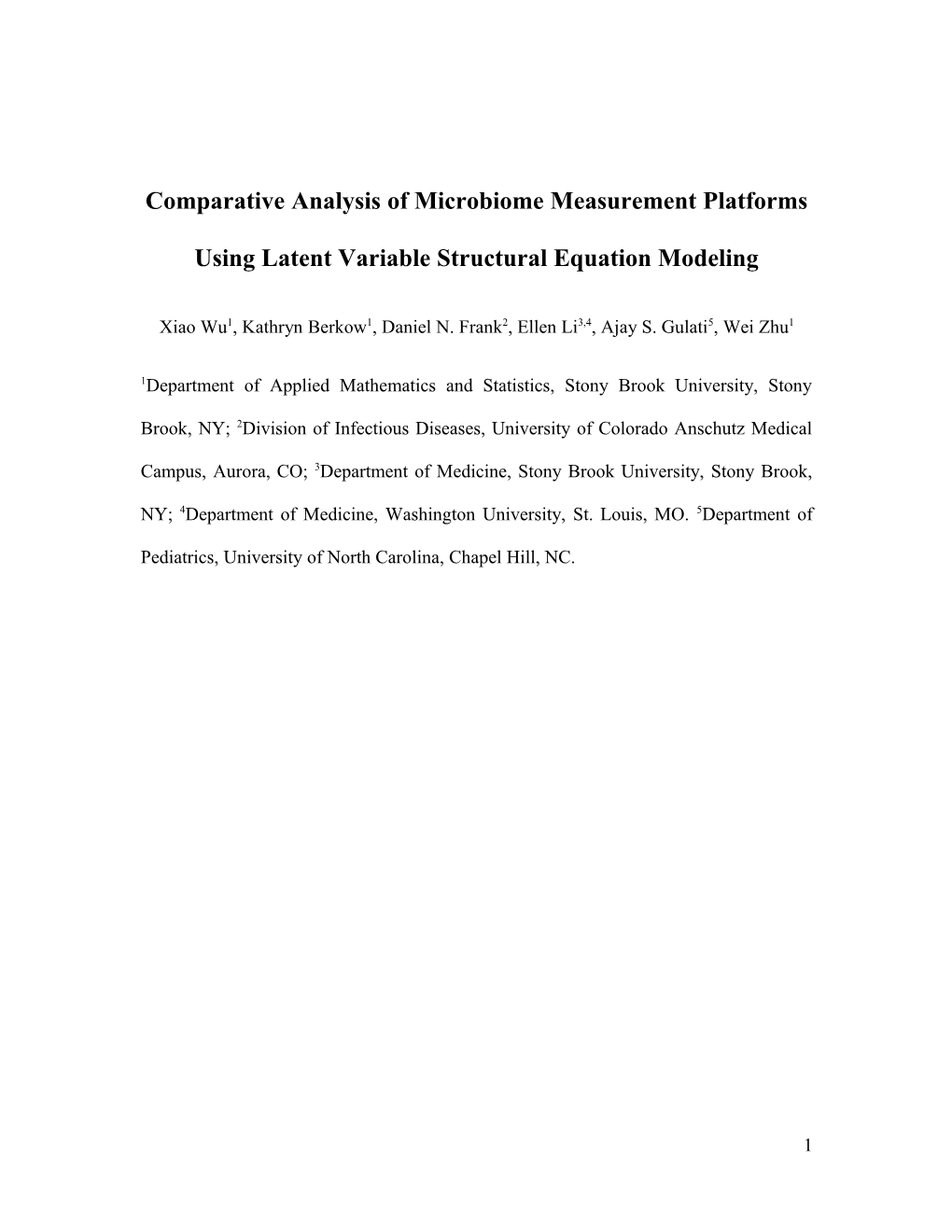 Comparative Analysis of Microbiome Measurement Platforms Using Latent Variable Structural