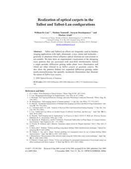 Realization of Optical Carpets in the Talbot and Talbot-Lau Configurations