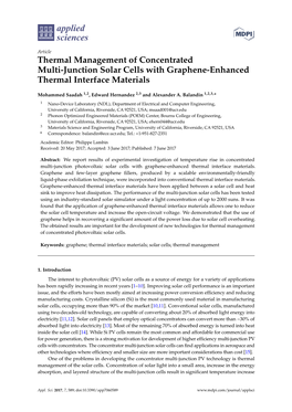 Thermal Management of Concentrated Multi-Junction Solar Cells with Graphene-Enhanced Thermal Interface Materials