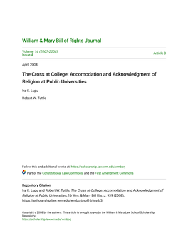 Accomodation and Acknowledgment of Religion at Public Universities