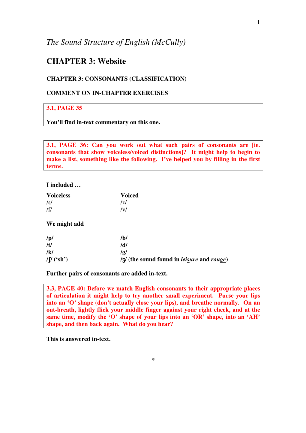 The Sound Structure of English, Website 3